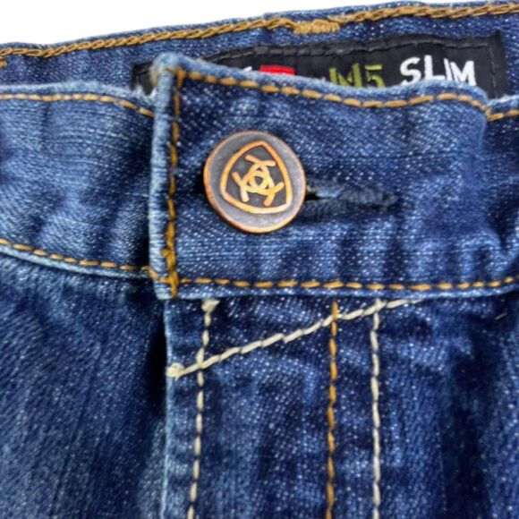 Ariat FR M5 Slim Straight Jeans Mens 30x30 (Fit 30x29) Blue Medium Wash Denim - Picture 4 of 16